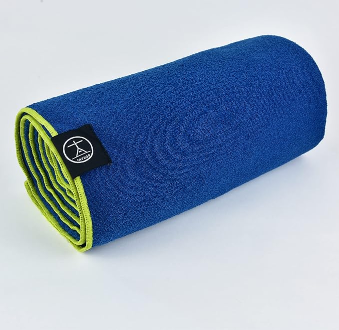 Tatago Hot Yoga Mat Towel Non Slip for Hot Yoga (72-84 inch Mats) Our Hot Yoga Towel Non Slip Silicone Dabs & Absorbent Microfiber Blend Gives You More Grip As You Drip! (Azuloro, XL - 84")-GravixFit