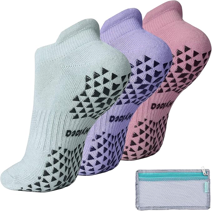 Hylaea Unisex Non Slip Socks with Grip for Yoga, Hospital, Pilates, Barre | Ankle, Cushioned-GravixFit