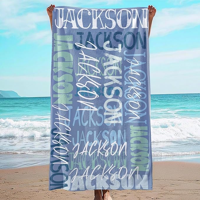 JML Personalized Beach Towel with Name, Custom Beach Towel with Name, Customized Microfiber Pool Towel, Quick Dry & Absorbent Swim Towel for Adult,Anniversary, Birthday, Summer Holiday,Vacation-GravixFit