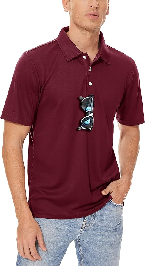 MAGCOMSEN Men's Polo Shirts 3 Buttons Casual Work T Shirts Quick Dry Short Sleeve Golf Shirt Pique Jersey Outdoor Performance-GravixFit