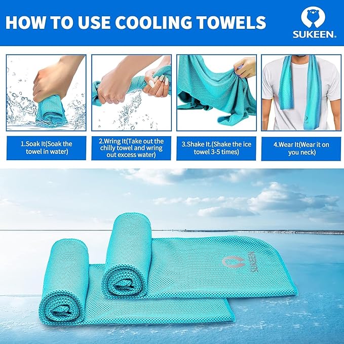 Sukkeen Cooling Towel (40"x12"), Soft Breathable Chilly Microfiber Towel for Yoga, Sports & More Activities-GravixFit