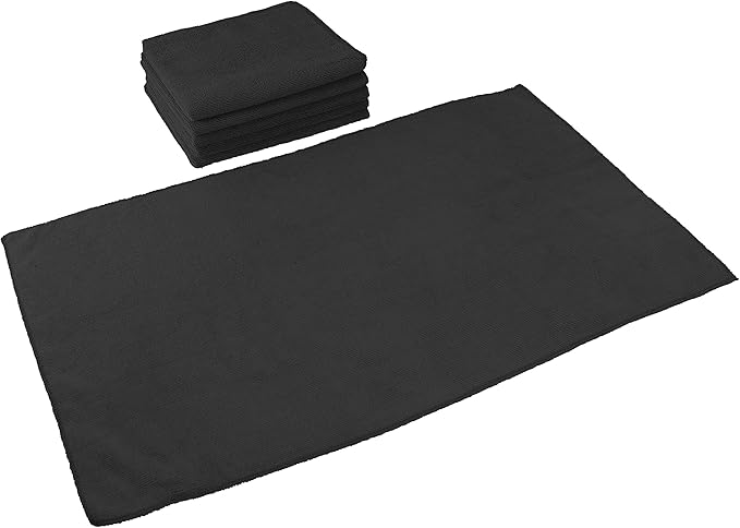 Arkwright Microfiber Gym Towel - Bulk Case of 180 - Super Soft, Quick Dry Workout Sweat Towels, 300 GSM Lightweight & Absorbent for Sports, Working Out, Yoga, and Spa, 16 x 27 in, Black-GravixFit