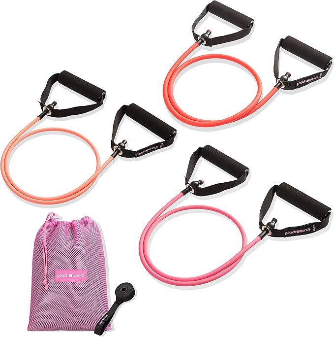 Peach Bands Resistance Tube Bands Set - Exercise Bands with Handles, Door Anchor and Workout Guide-GravixFit