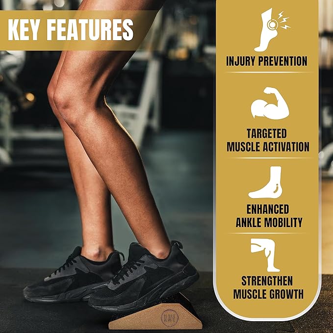 Squat Wedge Blocks - Pack of 2 Non-Slip Slant Board for Legs, Ankle, Calf Stretching - Squat Ramps for Lower Body Strength, Heel Elevation, Planks, Yoga with Bag & 30 Day Squat Challenge Chart-GravixFit