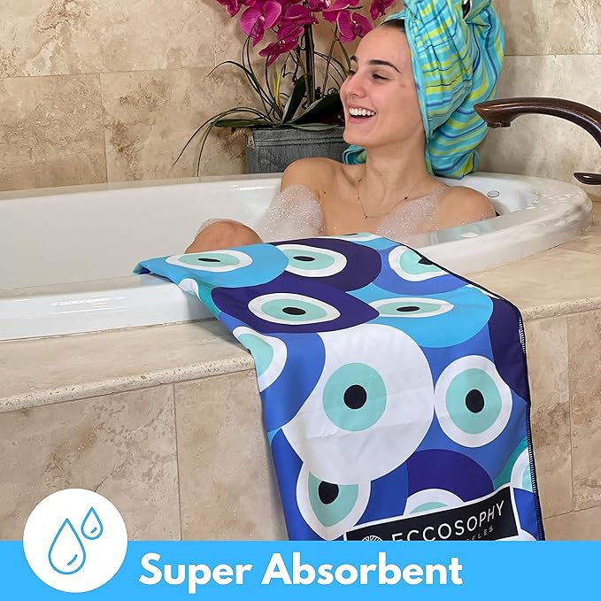 ECCOSOPHY Microfiber Beach Towel - Sand Free Towels are Quick Dry, Light Weight, Super Absorbent - Perfect Pool, Travel, Cruise, Camping Essentials - Oversized Extra Large for Adults 71x35 in-GravixFit