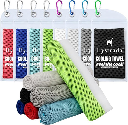8 Packs Cooling Towel (40 x 12), Ice Towel, Microfiber, Soft Breathable Chilly Towel Stay Cool for Yoga, Workout, Sport, Gym, Camping, Fitness, Running, Workout & More Activities - Multicolor-GravixFit