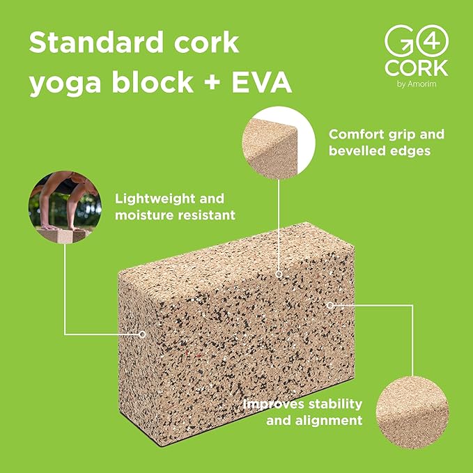 Go4Cork Cork Yoga Block for Yoga, Pilates & Meditation | Non-Slip, Hypoallergenic, Sustainable, Non-Toxic Yoga Block-GravixFit