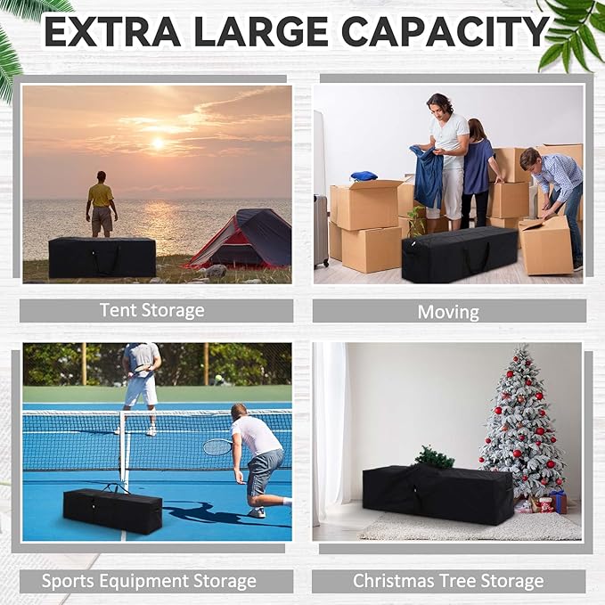 48 x 15 x 15 Inch, 176 L Extra Large Duffle Bag Camping Tent Storage Duffle Sports Equipment Bag Heavy Duty and Waterproof for Travel Camping Tent Pole Hammock Tripod Fishing Luggage Moving-GravixFit