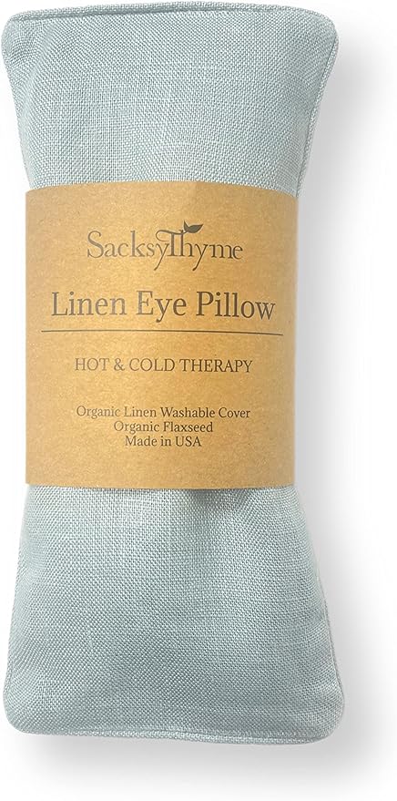 Organic Linen Eye Pillow - Lavender & Flaxseed for Relaxation, Yoga, Stress Relief - Microwavable Heating Pad & Cool Compress - Made in USA - Gifts for Meditation-GravixFit