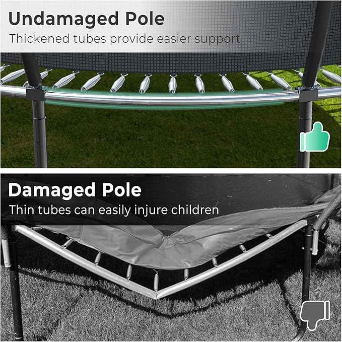 10 12 14 15 16FT Outdoor Trampolines for Kids and Adults, Pumpkin Trampoline with Curved Poles, Recreational Trampoline with Basketball Hoop and Safety Enclosure Net for Kids and Adults-GravixFit