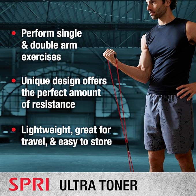 SPRI Ultra Toner Figure 8 Resistance Band with Padded Handles Great for Stretch, Exercise, Fitness Training, Yoga, Resistance Weights, Therapy, Gym or Home Workout Equipment.-GravixFit