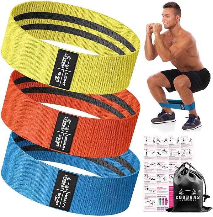 Fabric Resistance Bands for Working Out - Exercise Bands for Women and Men, Booty Bands for Legs and Glute, Yoga, Pilates, Rehab, Fitness and Home Workout-GravixFit