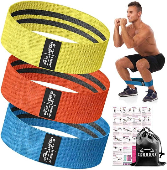Fabric Resistance Bands for Working Out - Exercise Bands for Women and Men, Booty Bands for Legs and Glute, Yoga, Pilates, Rehab, Fitness and Home Workout-GravixFit