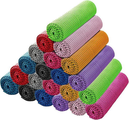 Ponpon 30pcs Cooling Towel Ice Towel Cooling Towels for Neck and Face Microfiber Cooling Towel for Gym, Travel, Yoga, Camping, Running, Outdoor Sport (10 Colors)-GravixFit