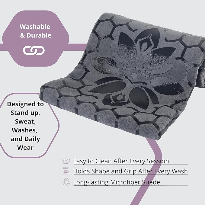 Clever Yoga Non-Slip Hot Yoga Towel – Non-Slip Grip for Hot Yoga, Sweat Absorbent, Honeycomb Silicone Grip, Stays Flat – Ideal for Pilates, Travel, Washable & Lightweight - Gray-GravixFit