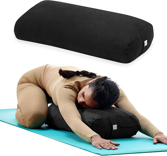 Gaiam Yoga Bolster - Long, Rectangular Meditation Pillow - Supportive Cushion for Restorative Yoga and Sitting on the Floor - Built-In Carrying Handle - Machine Washable Cover'-GravixFit