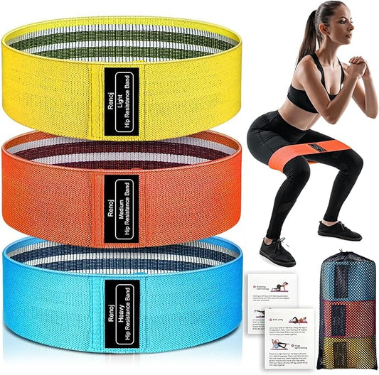Renoj Resistance Bands, Yoga Starter Sets for Women and Men, 3 Set of Stretch Exercise Workout Bands for Booty Legs, Elastic Pilates Flexbands-GravixFit
