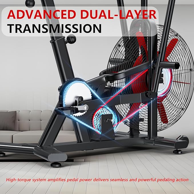 Air Bike, Wenoker Exercise Bike Air Resistance Stationary Bike for Home, Indoor Bike with Dual Action Handlebars, APP Connection Customizable Monitor