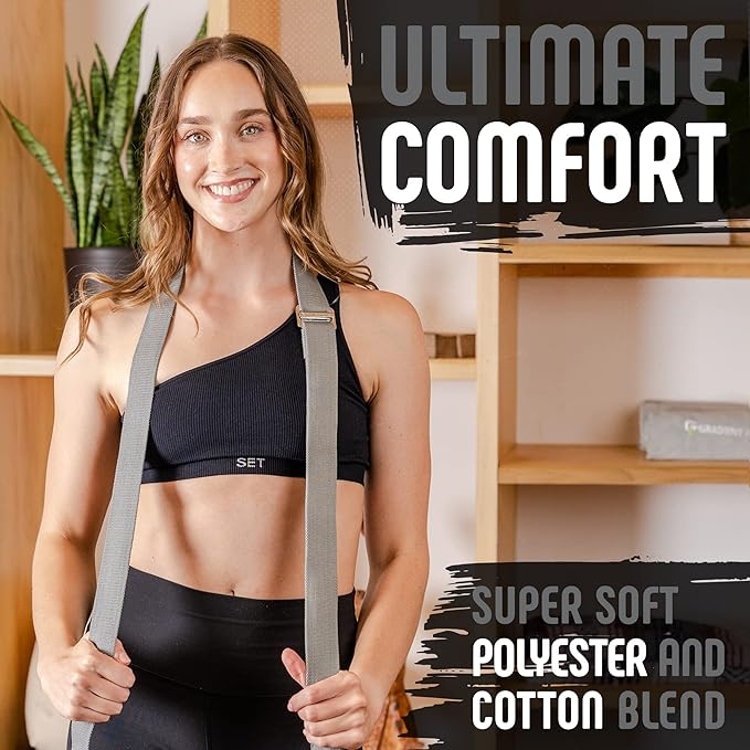Gradient Fitness Yoga Strap, Friction-Less Easy-Feed Buckle, Super Soft Cotton/Polyester Blend Webbing, Free eGuide. (8 Feet)-GravixFit