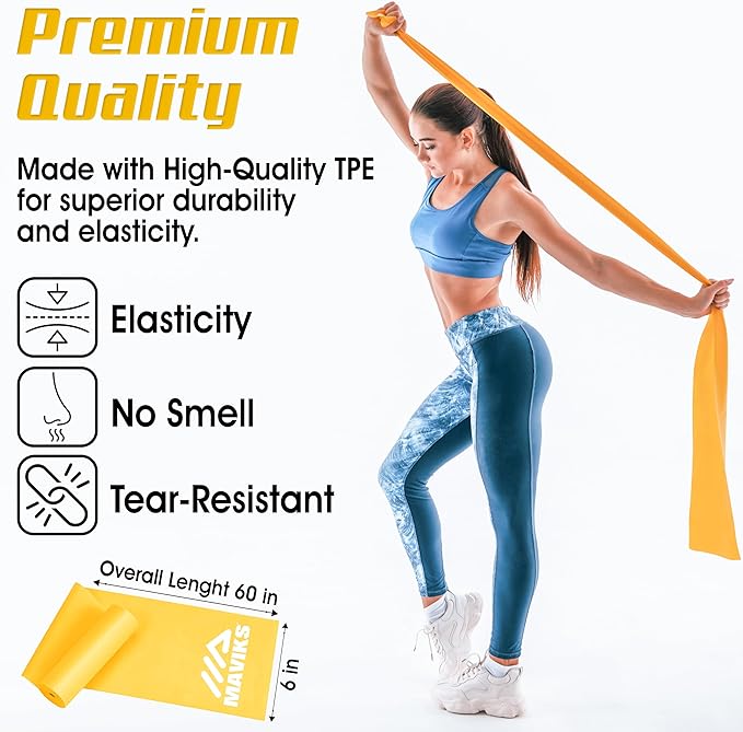 Exercise Resistance Bands for Working Out Set of 5 for Women and Men, Stretch Bands for Exercise, Physical Therapy, Arms Legs Workout, Stretching, Home Fitness-GravixFit
