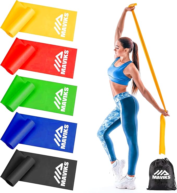 Exercise Resistance Bands for Working Out Set of 5 for Women and Men, Stretch Bands for Exercise, Physical Therapy, Arms Legs Workout, Stretching, Home Fitness-GravixFit