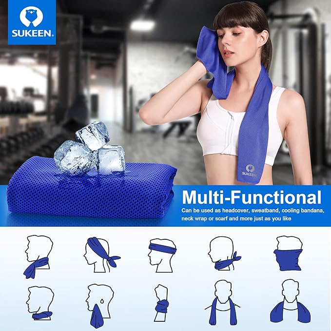 Sukeen Cooling Towel (40"x12"),Ice Towel,Soft Breathable Chilly Towel,Microfiber Towel for Yoga,Sport,Running,Gym,Workout,Camping,Fitness,Workout & More Activities-GravixFit