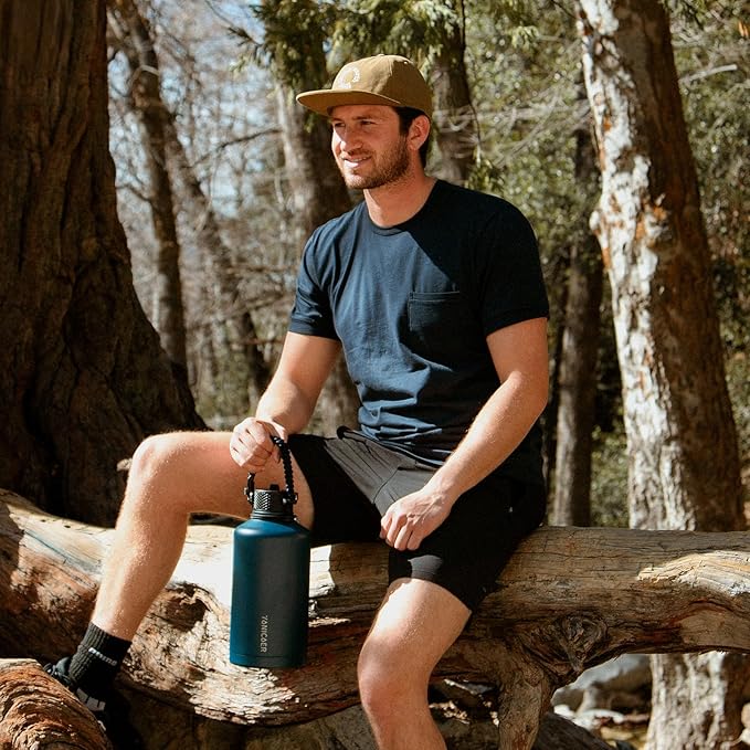 Insulated Water Bottle 64oz,Triple Wall Vacuum Stainless Steel(Dishwasher Safe),Leak Proof & Non-BPA,Flask Jug with Paracord Handle & Straw Spout Lids Sports-GravixFit