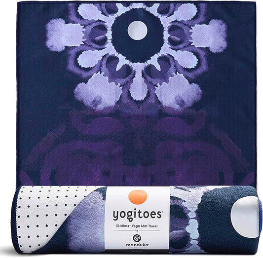 Manduka Yogitoes Yoga Towel – Rubber Grip Dots Non-Slip Bottom, Quick Dry Fitness Towel for Hot Yoga, Pilates, Exercise-GravixFit