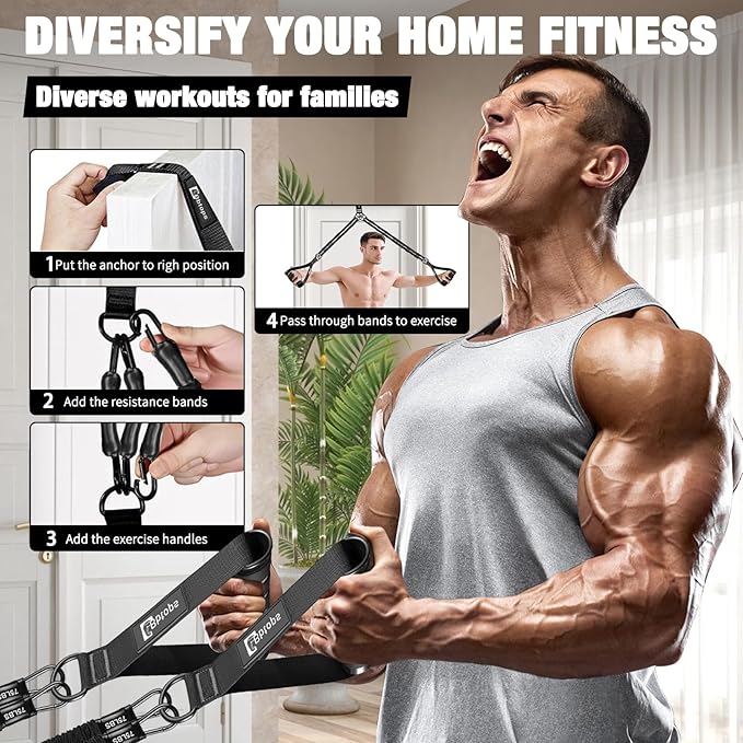 Pull Up Assistance Bands,Up to 300 lbs Assistance,Adjustable Heavy Duty 4 Resistance Bands for Pull up, with Feet/Knee Rest, Handle and Door Anchor for Home Gym Fitness Exercise Strength Training-GravixFit