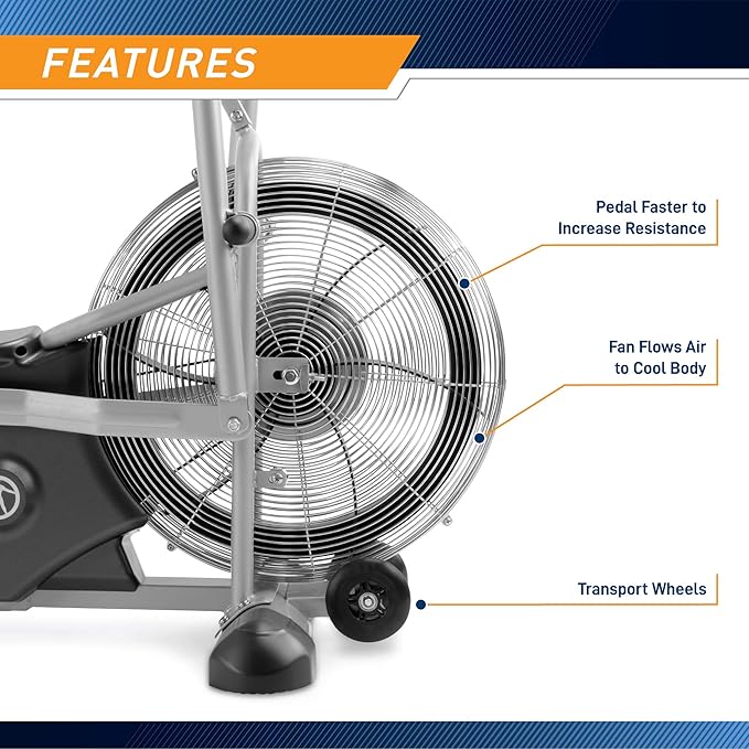 Marcy Air-Resistance Exercise Fan Bike With Dual Acction Handlebars-GravixFit