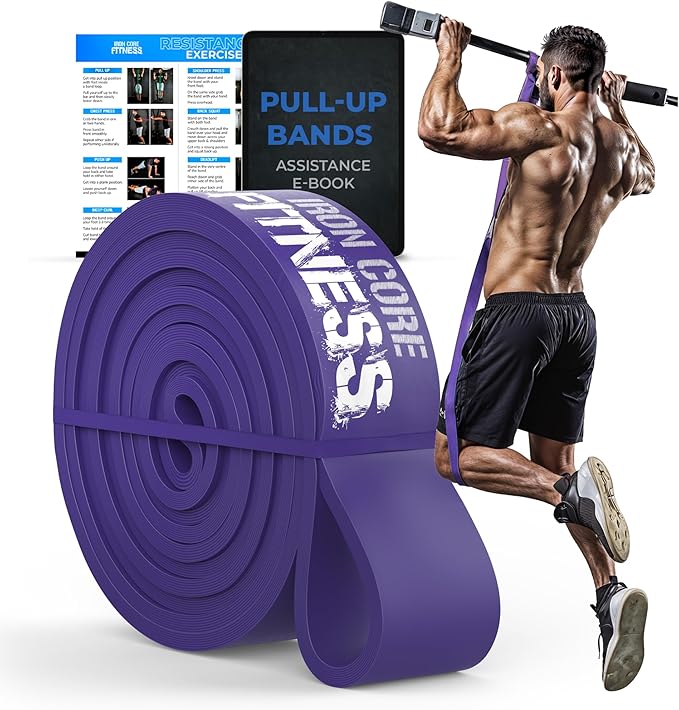 Pull Up Assistance Resistance Bands - Long Loop Power Bands for Men and Women - Strength Power Flexibility Training at Home & Gym - Ebooks & Workout Chart Included by Iron Core Fitness-GravixFit