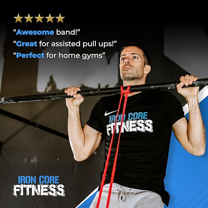 Pull Up Assistance Resistance Bands - Long Loop Power Bands for Men and Women - Strength Power Flexibility Training at Home & Gym - Ebooks & Workout Chart Included by Iron Core Fitness-GravixFit