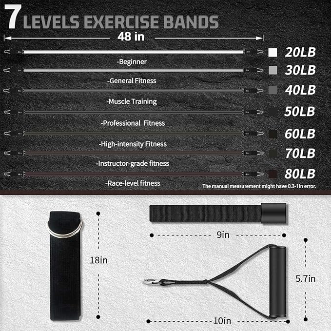 VEICK Resistance Bands, Exercise Bands for Working Out with Handles, Elastic Workout Bands for Men Women, Exercising Bands for Strength Training Equipment at Home Gym-GravixFit