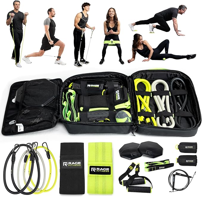 Ex Kit Home Gym Equipment with Carry Bag - 10Pcs Resistance Bands Kit with Handles, Door Anchor, Jump Rope, Booty Bands & More – Full Body Workout Bands Set for Strength, Cardio & Flexibility-GravixFit
