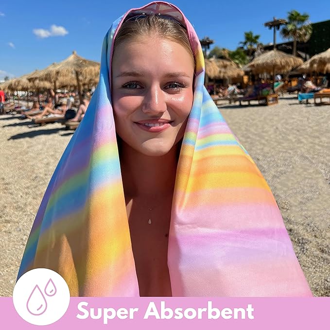 ECCOSOPHY Microfiber Beach Towel - Sand Free Towels are Quick Dry, Light Weight, Super Absorbent - Perfect Pool, Travel, Cruise, Camping Essentials - Oversized Extra Large for Adults 71x35 in-GravixFit