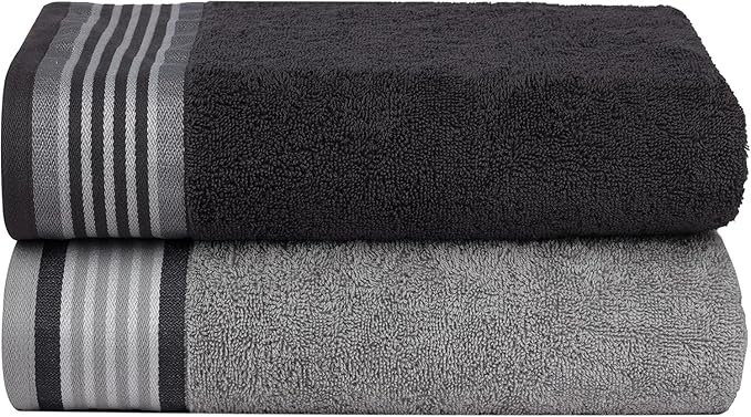 CASA COPENHAGEN® He & She 10 Pieces Hand Towel Set, Granite Grey + Mirage Grey, 550 GSM, 16x28 Inches, Designed in Denmark Super Soft and Absorbent, Egyptian Cotton Towels for Bathroom & Kitchen-GravixFit