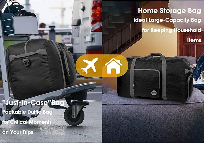 WANDF Foldable Travel Duffel Bag 60-120L Duffle Carry on for Women and Men-GravixFit
