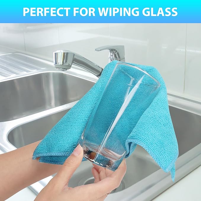 Microfiber Cleaning Cloth, Pack of 15, Lint Free, Absorbent, Streak Free, Non-Abrasive, Reusable and Washable，Cleaning Towels with 5 Color Assorted,11.5"X11.5"(Green/Blue/Yellow/Pink/Grey)-GravixFit