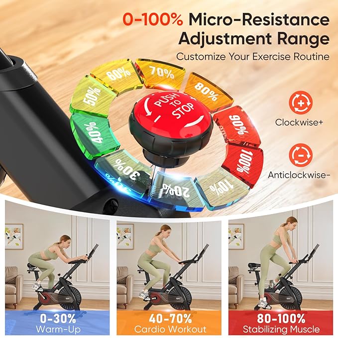 Exercise Bike, Stationary Bike for Home/Indoor Cycling Bike Silent Belt Drive, Stationary Bike with 300lbs Weight Capacity w/Comfortable Seat Cushion & Tablet Mount