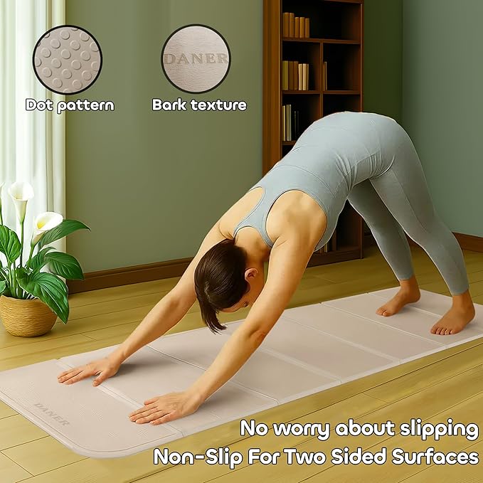 Foldable Yoga Mat 12mm Extra Thick Joint Protection,Portable Design for Travel/Pilates/Board/Camping,Environmental Sports Mat Non-Slip Gym Mat,Odorless POE Material-GravixFit