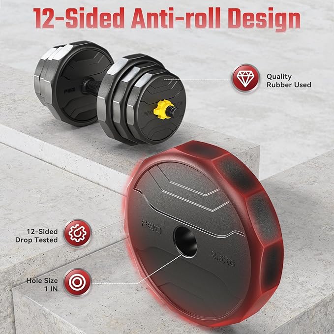 FEIERDUN Adjustable Dumbbells, 40/48/68/88lbs Free Weight Set with 4 Modes, Used as Barbell, Kettlebells, Push up Stand, Fitness Exercises for Home Gym Suitable Men/Women-GravixFit