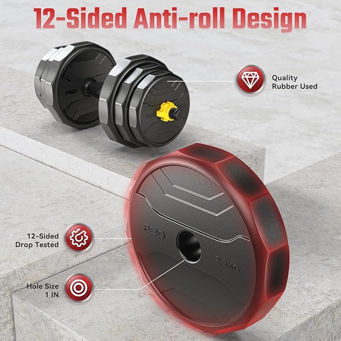 FEIERDUN Adjustable Dumbbells, 40/48/68/88lbs Free Weight Set with 4 Modes, Used as Barbell, Kettlebells, Push up Stand, Fitness Exercises for Home Gym Suitable Men/Women-GravixFit