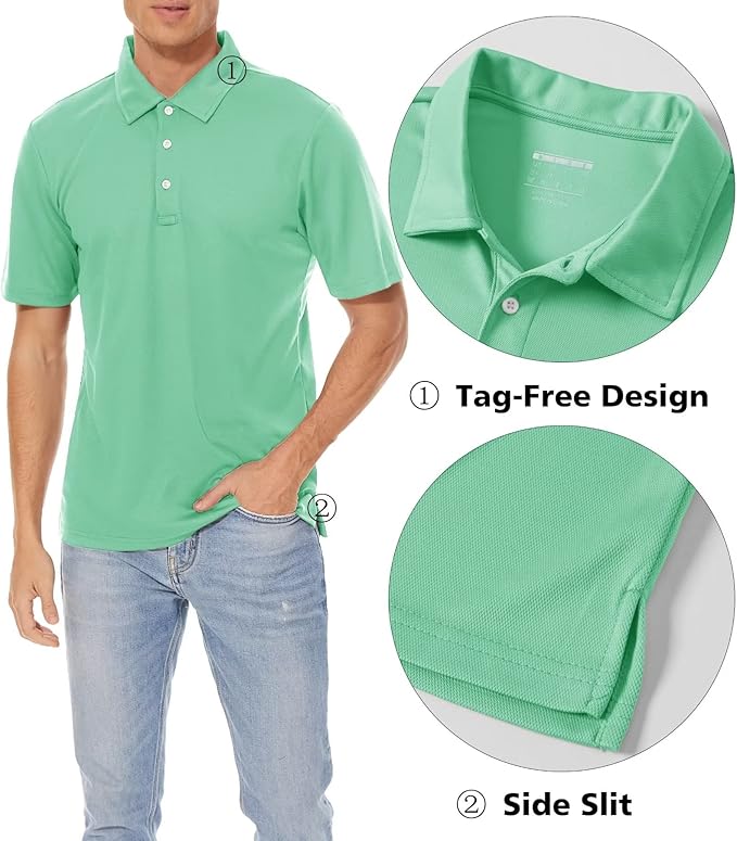 MAGCOMSEN Men's Polo Shirts 3 Buttons Casual Work T Shirts Quick Dry Short Sleeve Golf Shirt Pique Jersey Outdoor Performance-GravixFit