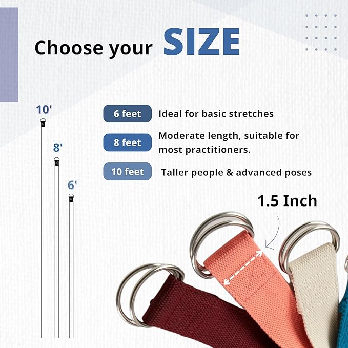 Everyday Yoga Super Strong Strap with Metal D-ring Buckle - Improve Flexibility, Stretching, and Physical Therapy Fitness.-GravixFit