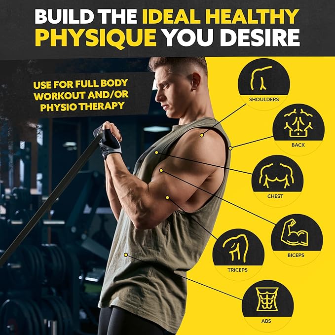 Long Resistance Bands for Working Out Men and Women - Set of 5 Pull-Up Bands, Rubber Handles and Door Anchor - Workout Bands Resistance for Men - Exercise Bands Resistance Bands Set-GravixFit