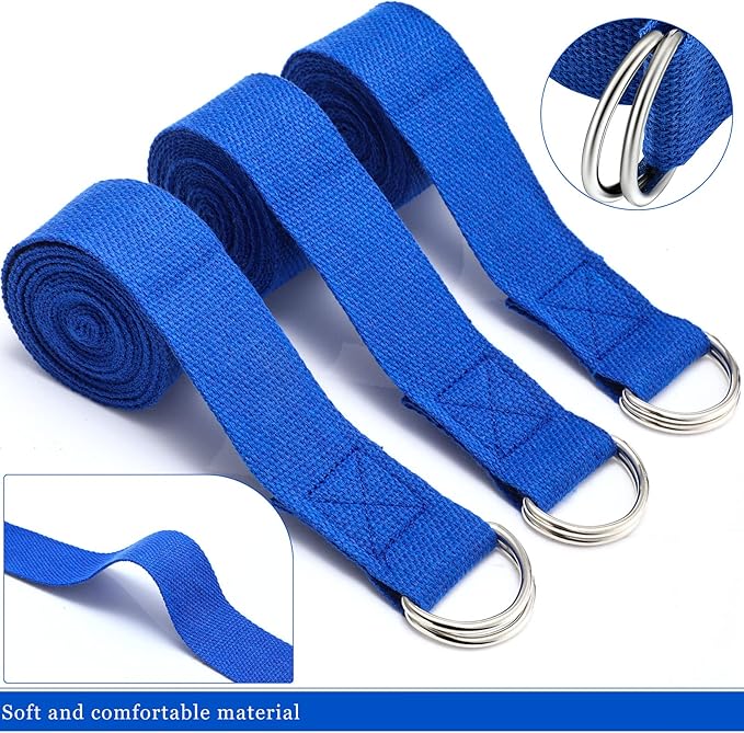 6 Pcs Yoga Strap for Stretching 8 Ft Yoga Exercise Adjustable Straps Bands with Safe Adjustable D Ring Buckle for Pilates Gym Workouts Fitness Improves Sitting Posture-GravixFit