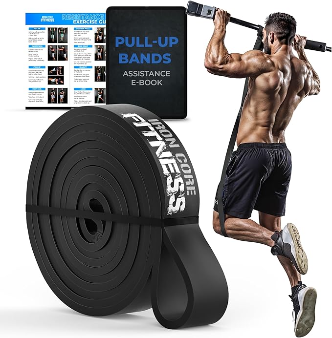 Pull Up Assistance Resistance Bands - Long Loop Power Bands for Men and Women - Strength Power Flexibility Training at Home & Gym - Ebooks & Workout Chart Included by Iron Core Fitness-GravixFit