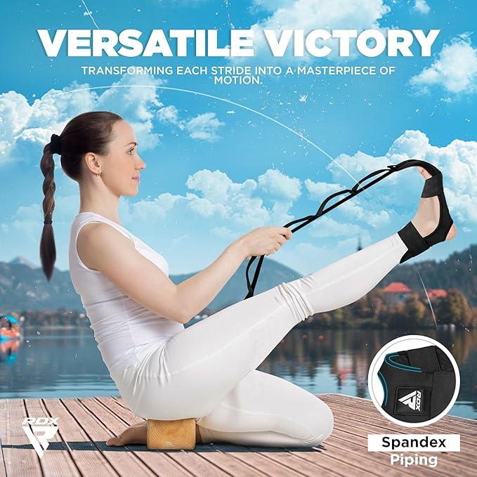 RDX Yoga Stretching Strap, Ankle Ligament Stretcher Belt with Loops Ligament Stretch Band, Fitness Leg Stretcher for Plantar Fasciitis, Foot Stretch Assist for Hamstring, Flexibility Exercise-GravixFit