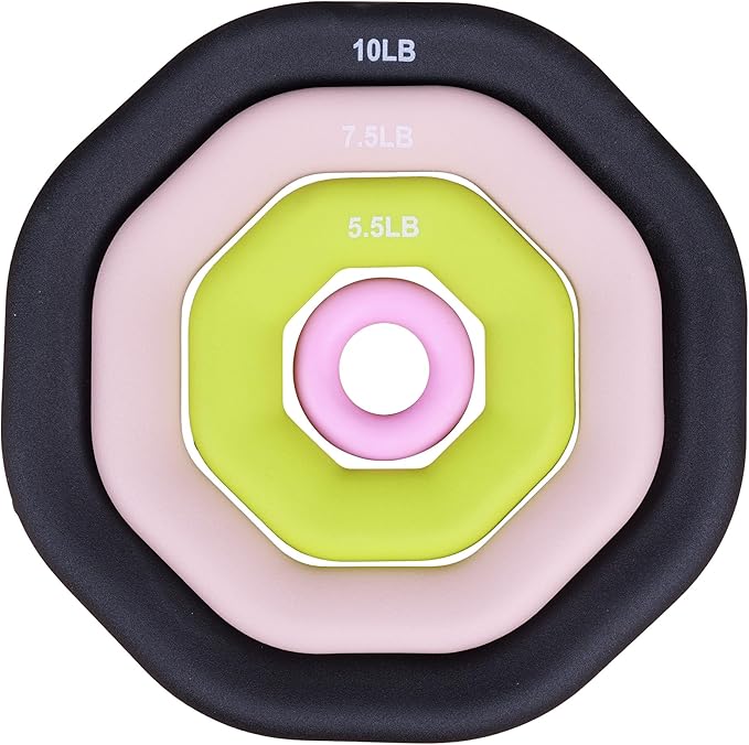 Leikefitness Weight Ring 2-in-1 Kettlebell & Dumbbell, cast Iron+PVC Coating, Yoga Exercise, Aerobics, Core Training, 4 in a Set (0.33LB + 5.5LB + 7.5LB + 10LB)-GravixFit