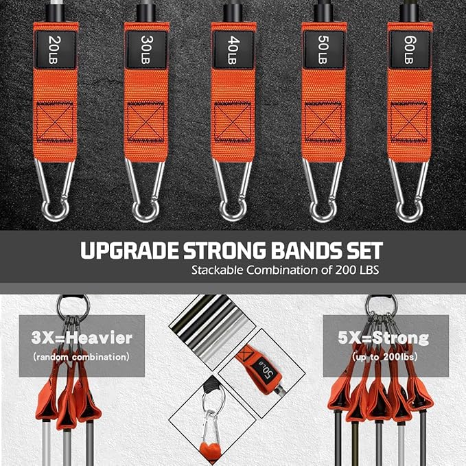 VEICK Resistance Bands, Exercise Bands for Working Out with Handles, Elastic Workout Bands for Men Women, Exercising Bands for Strength Training Equipment at Home Gym-GravixFit